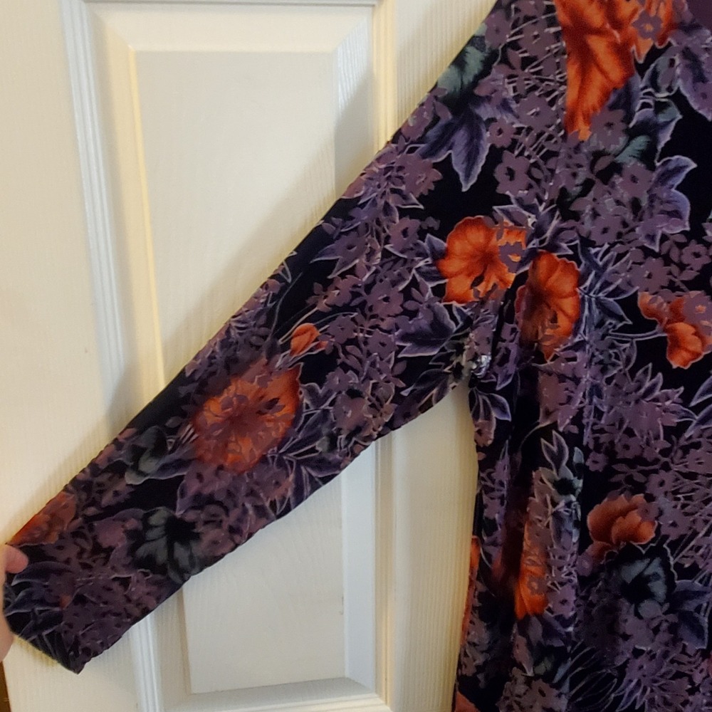 Susan Graver sz XL purple velvet burnout floral tunic top whisigoth witchy artsy - Picture 3 of 12